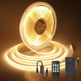 ALITOVE 24V Warm White LED Strip Lights 32.8FT with Remote 3000K Dotless | Strong Adhesive COB LED Tape Light, Cuttable Dimmable LED Strip Light, CRI 90+ 3200LEDs, for Cabinet Bedroom Indoor Lighting