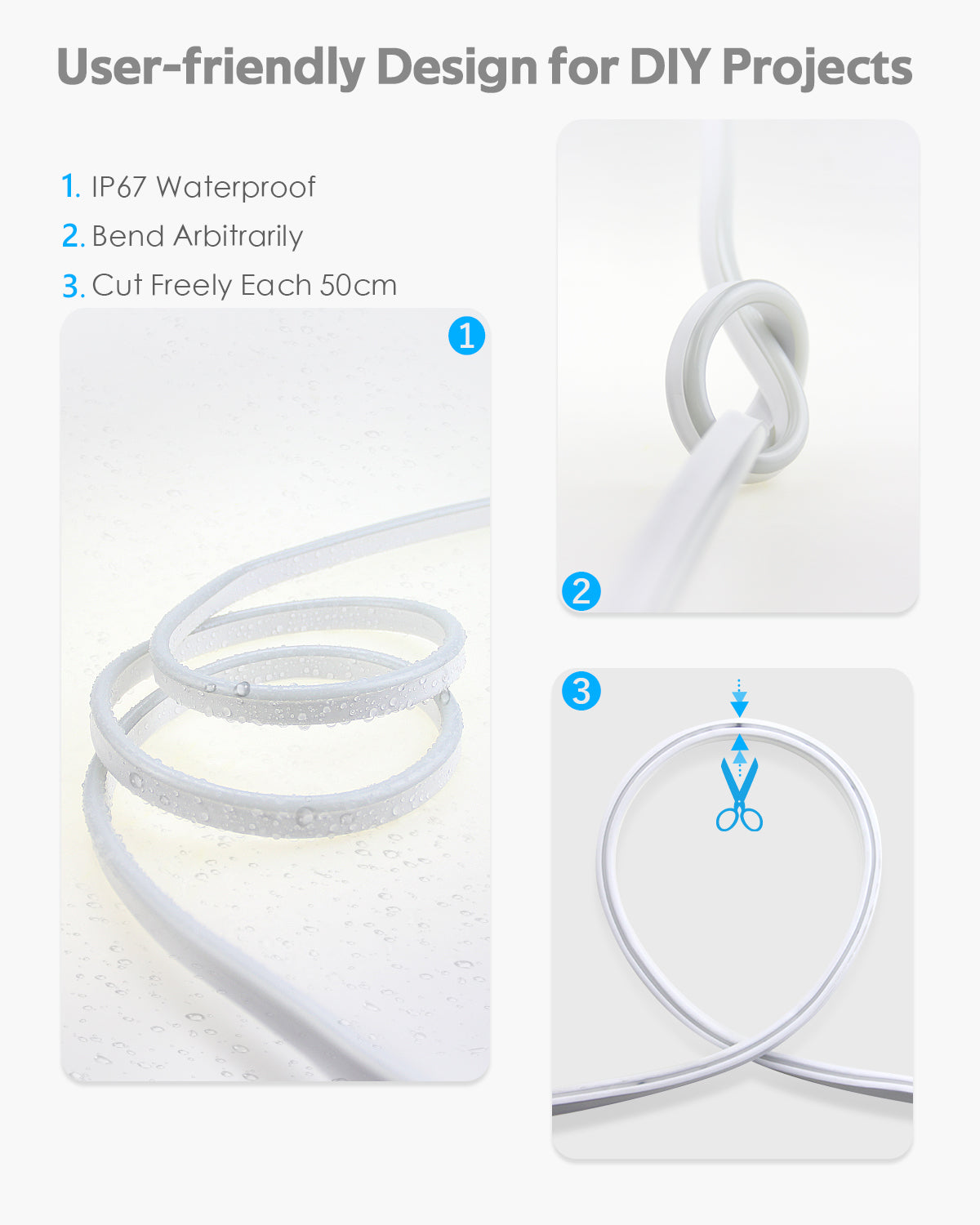 ALITOVE Blue Neon Rope Lights 82ft Waterproof LED Strip Lights 25M 120LEDs/M - ALITOVE-Add Vivid Color to Life