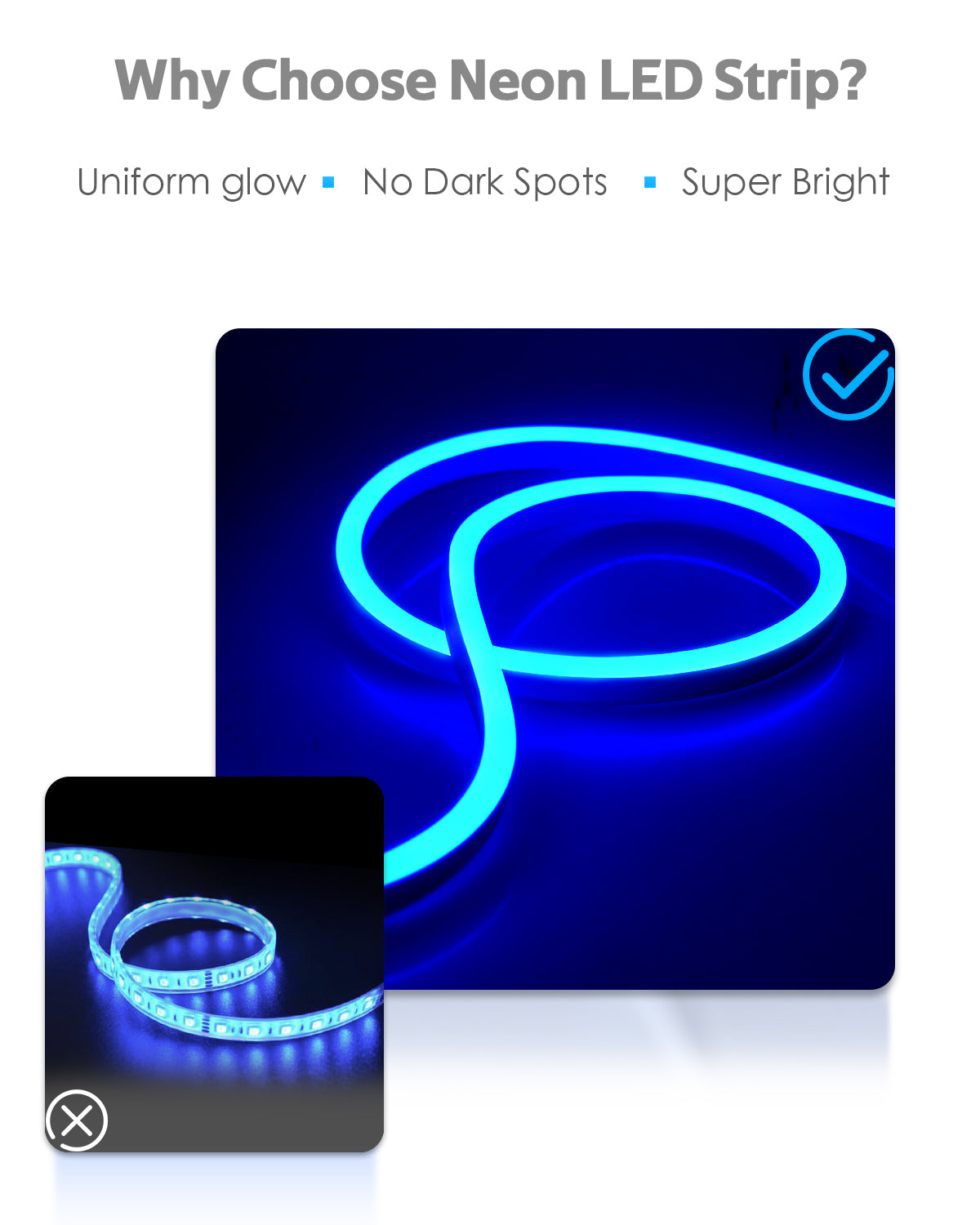 ALITOVE Blue Neon Rope Lights 82ft Waterproof LED Strip Lights 25M 120LEDs/M - ALITOVE-Add Vivid Color to Life