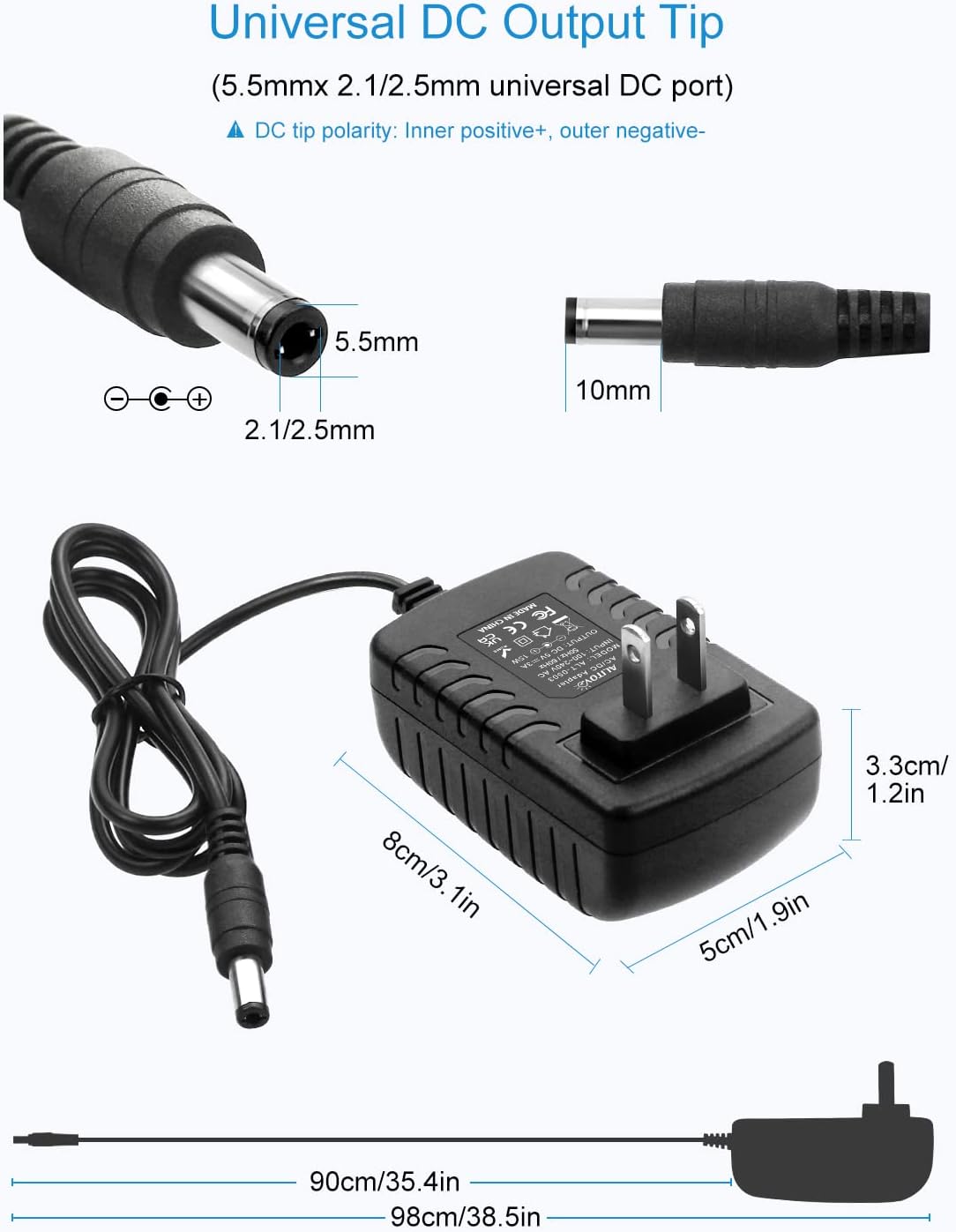 ALITOVE 5V 3A Power Adapter with Multi Tips - Perfect for Raspberry Pi and USB Devices - ALITOVE-Add Vivid Color to Life