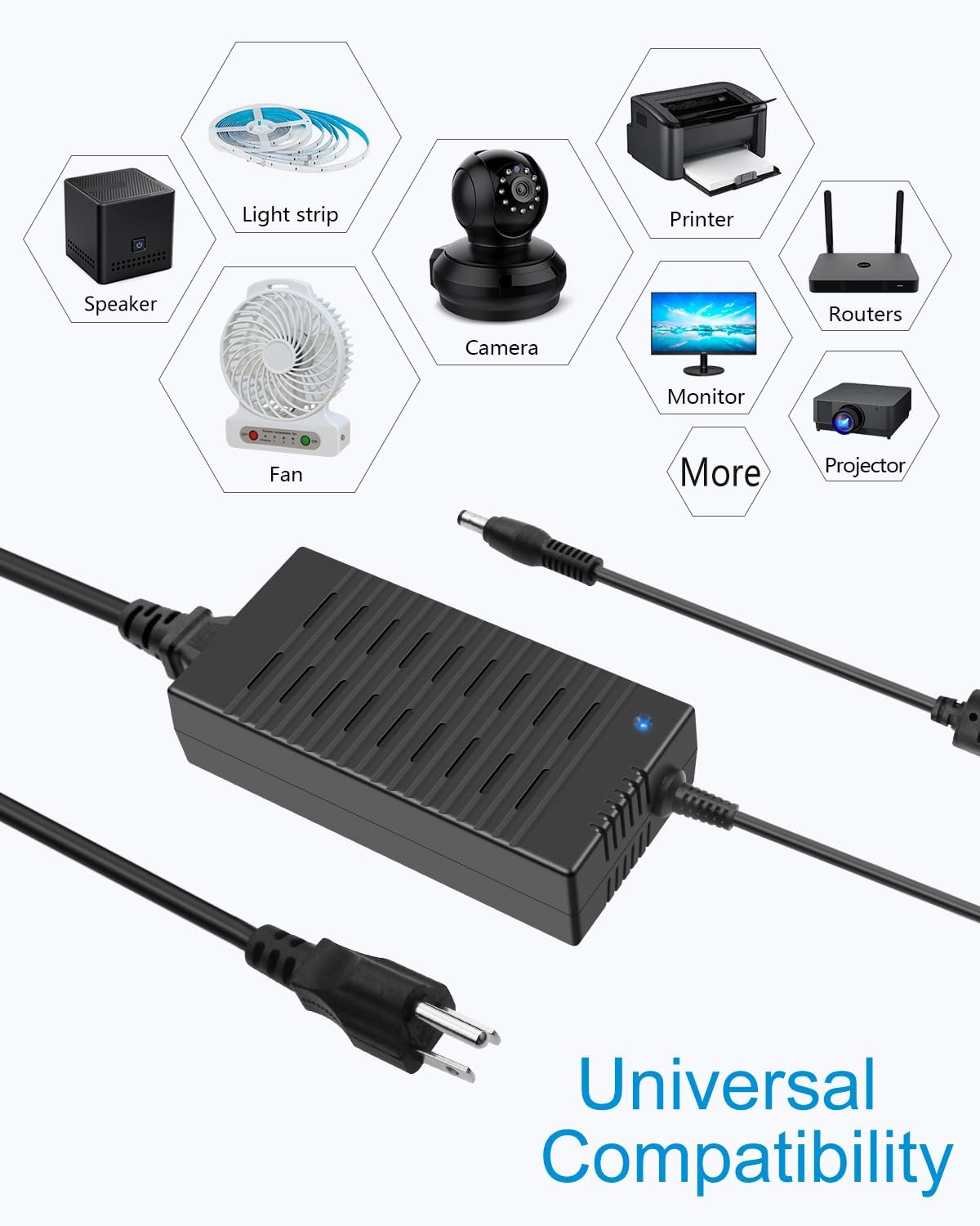 ALITOVE 12V 15A Power Supply DC 12 Volt 15amp 180W LED Driver Power Adapter AC to DC Converter 10A 5A Low Voltage Transformer 5.5x2.5 2.1mm Barrel for DC12V Device LED Light Printer Fan Pump Camera - ALITOVE-Add Vivid Color to Life