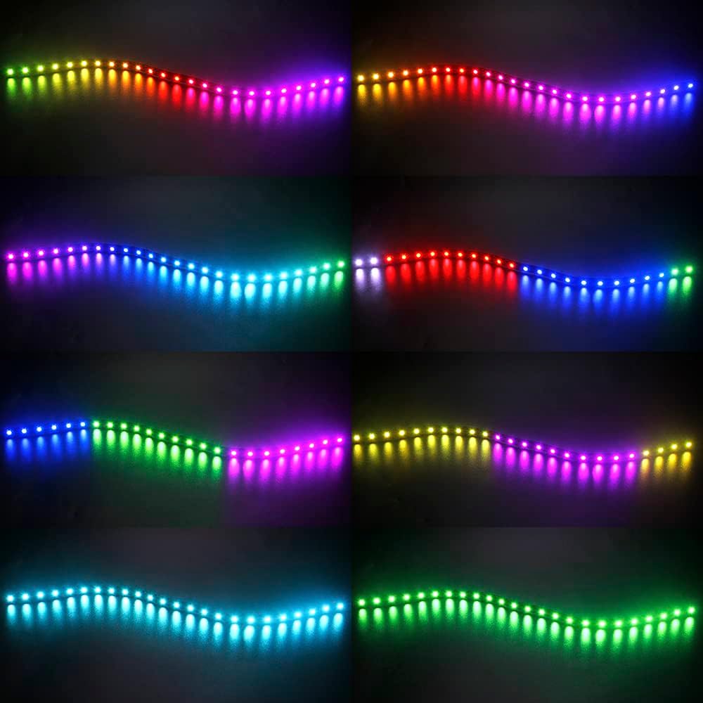 ALITOVE Addressable RGB PC LED Strip ARGB Magnetic PC Case Strip Light for ASUS Aura SYNC Gigabyte RGB Fusion MSI Mystic SYNC ASRock Polychrome RGB 3 pin 5V ADD Header Motherboard, 36cm 21 LED - ALITOVE-Add Vivid Color to Life