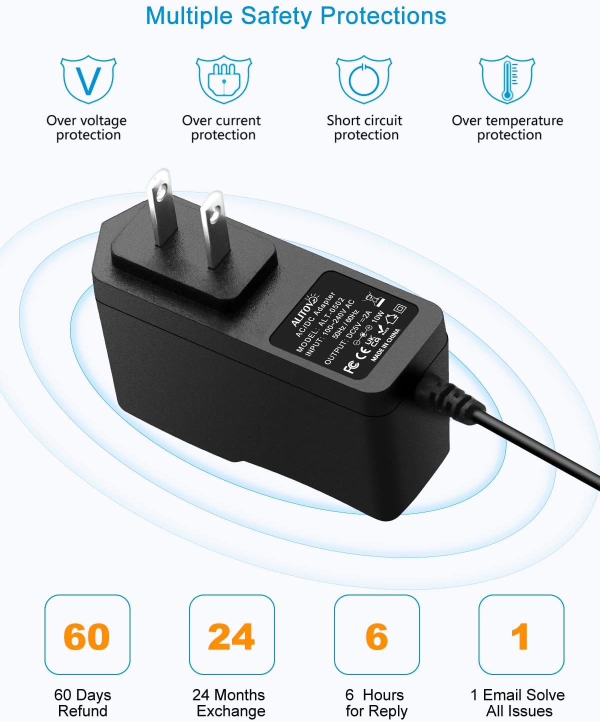 ALITOVE 5V 2A Power Adapter - 5V Power Supply with Tips - ALITOVE-Add Vivid Color to Life