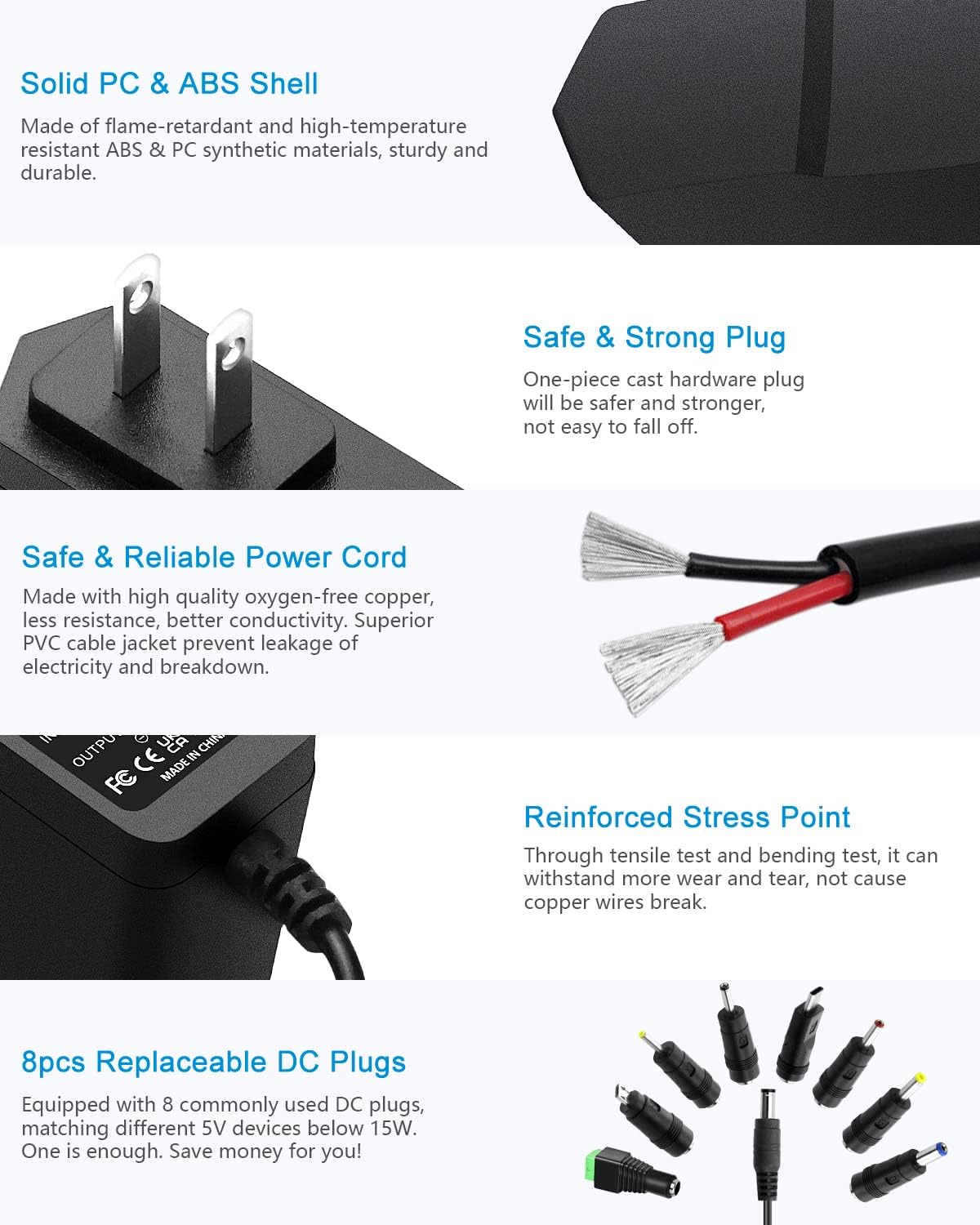 ALITOVE 5V 2A Power Adapter - 5V Power Supply with Tips - ALITOVE-Add Vivid Color to Life