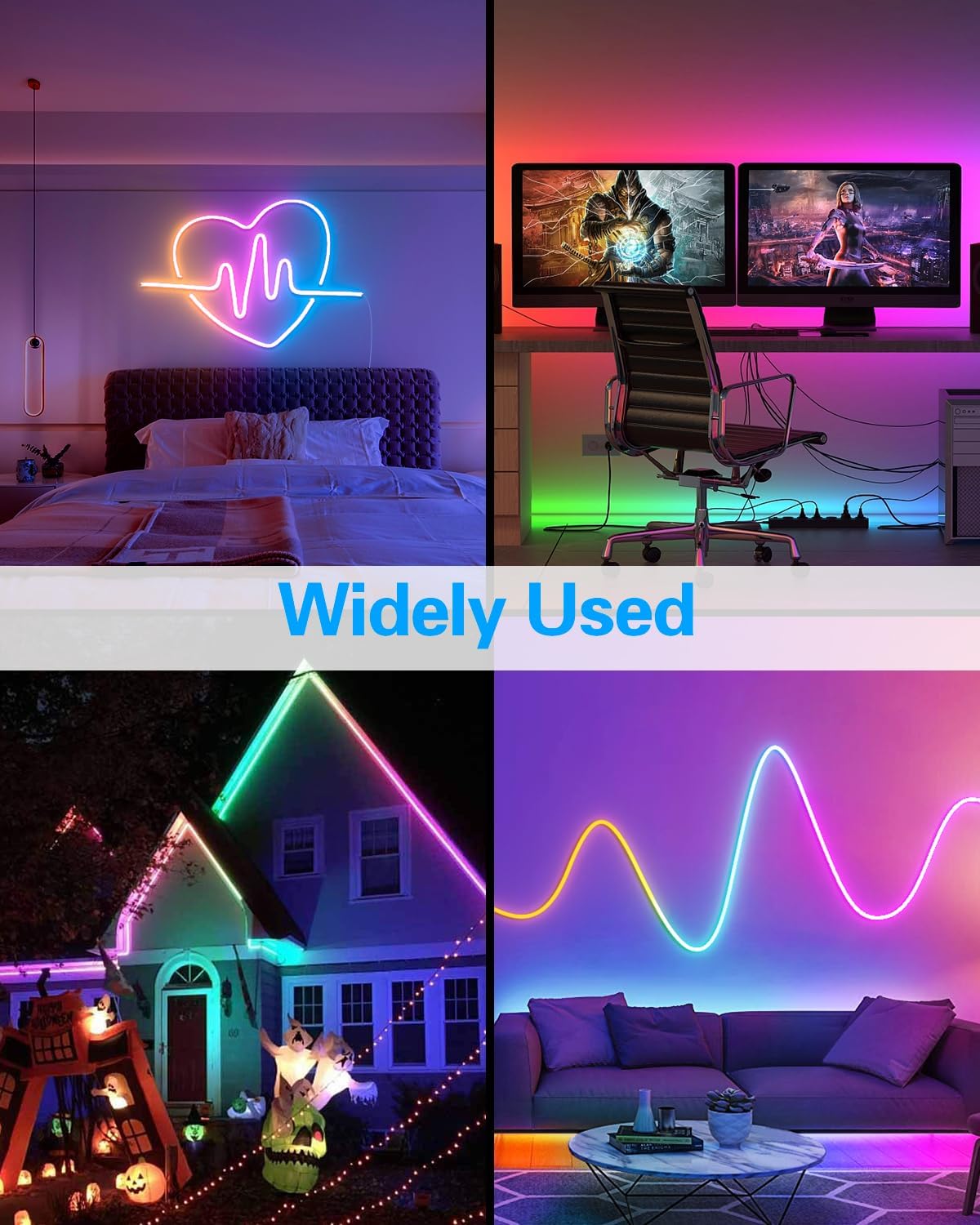 ALITOVE Addressable Neon LED Strip Lights WS2811 16.4ft Room Decor Flexible Programmable Digital RGB IC LED Pixels Strip Light 12V Outdoor IP65 Waterproof LED Rope Lights(No Power Supply & Controller) - ALITOVE-Add Vivid Color to Life