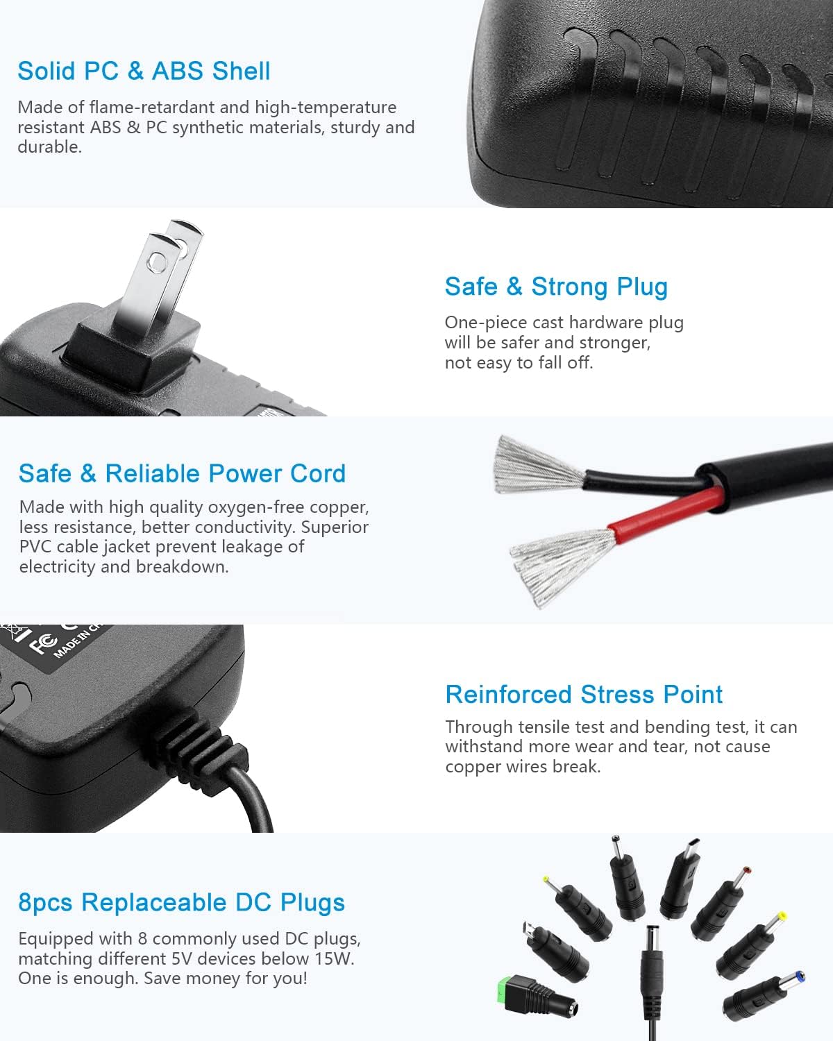 ALITOVE 5V 3A Power Adapter with Multi Tips - Perfect for Raspberry Pi and USB Devices - ALITOVE-Add Vivid Color to Life