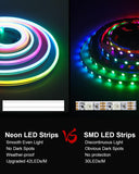 ALITOVE Addressable Neon LED Strip Lights WS2811 16.4ft Room Decor Flexible Programmable Digital RGB IC LED Pixels Strip Light 12V Outdoor IP65 Waterproof LED Rope Lights(No Power Supply & Controller) - ALITOVE-Add Vivid Color to Life