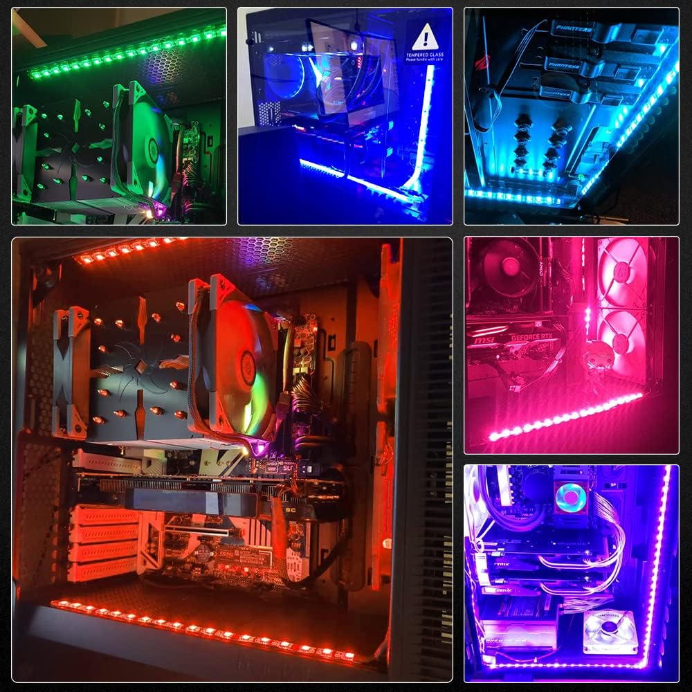 ALITOVE PC LED Strip for Motherboard - Magnetic RGB Case DIY Light Strip, 4 Pin Header, ASUS Aura Sync Gigabyte RGB Fusion MSI Mystic Light - ALITOVE-Add Vivid Color to Life