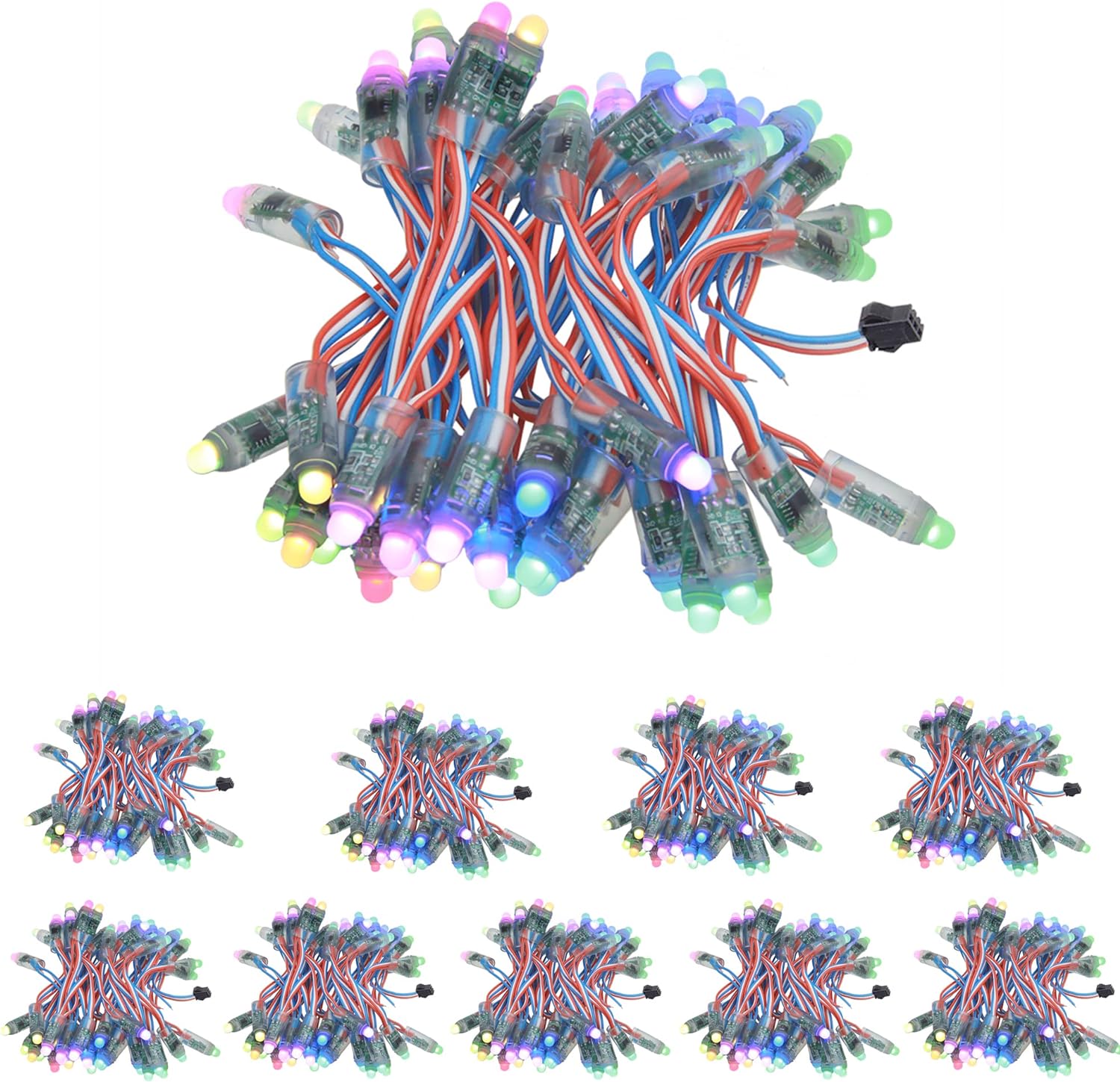 ALITOVE WS2811 RGB LED Pixels - Individually Addressable, 12mm Diffused Digital Full Color Modules, 12V, 50 pcs, IP68 Waterproof - ALITOVE-Add Vivid Color to Life