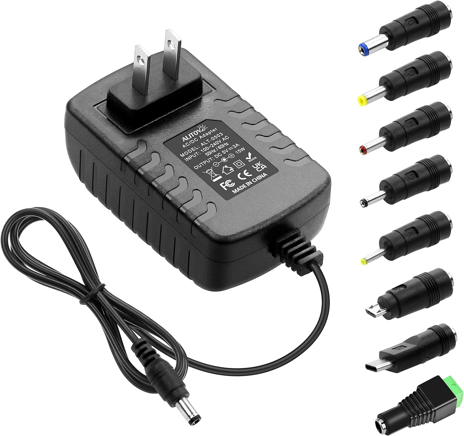 ALITOVE 5V 3A Power Adapter with Multi Tips - Perfect for Raspberry Pi and USB Devices - ALITOVE-Add Vivid Color to Life