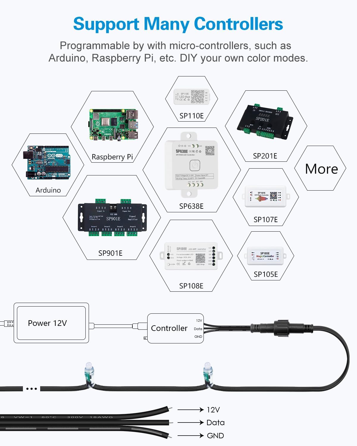 ALITOVE WS2811 12V RGB Pixel String Lights 8 inch Spacing 50LEDs Outdoor Programmable LED Pixels Light 12mm Diffused Digital Addressable Color Changing Bullet Modules with Waterproof Xconnector - ALITOVE-Add Vivid Color to Life