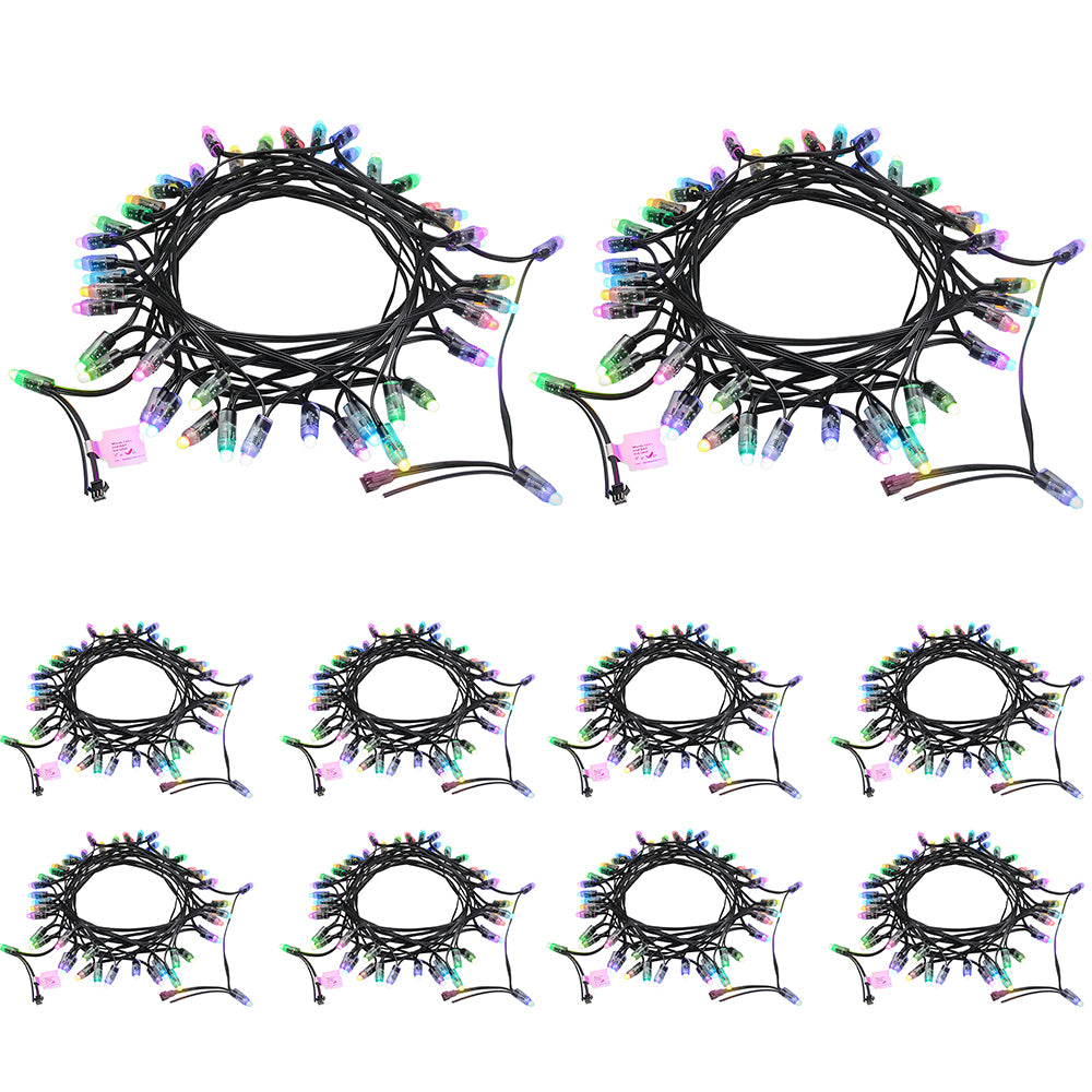 ALITOVE 12V 500pcs WS2811 Pixel Lights Addressable Programmable 328ft RGB LED Pixels String Light 12mm Diffused Dream Color Bullet Module Light Waterproof for Billboard House Halloween Christmas Decor