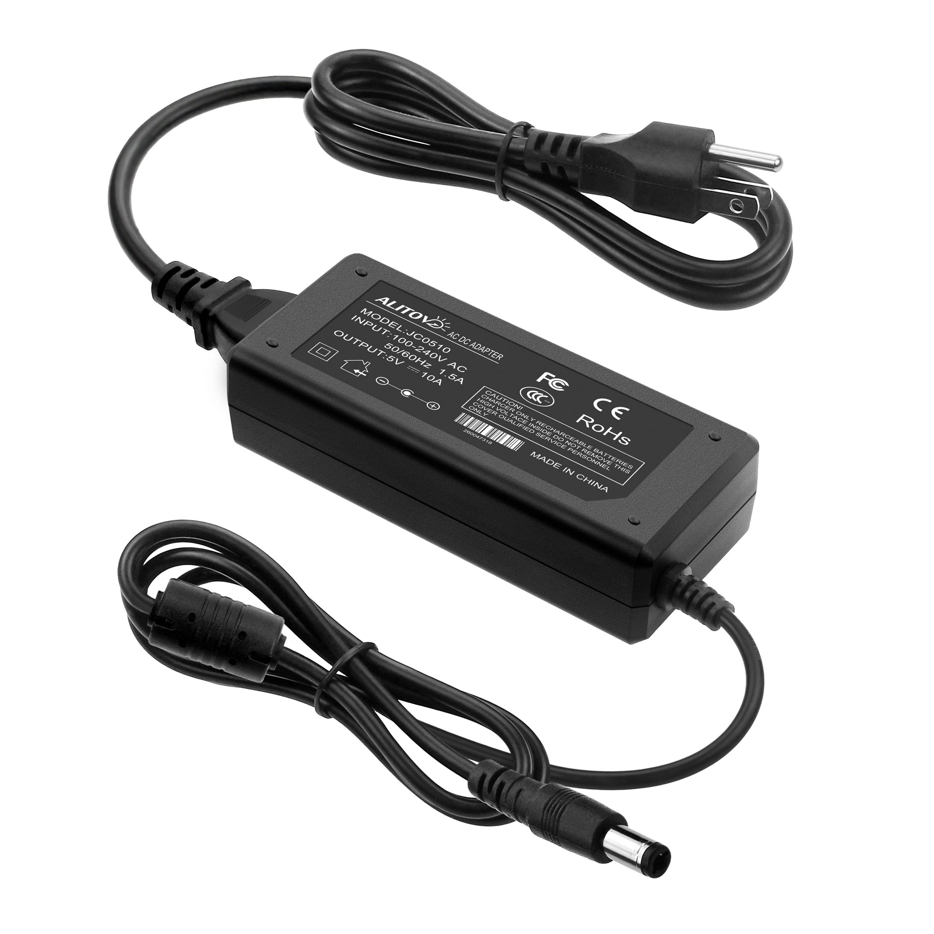 UL-Listed 12V 5A 60W DC Power Supply Adapter For Neon Signs & LED Strips – 120V AC To 12V Transformer, Standard DC Jack, Indoor/Outdoor Use