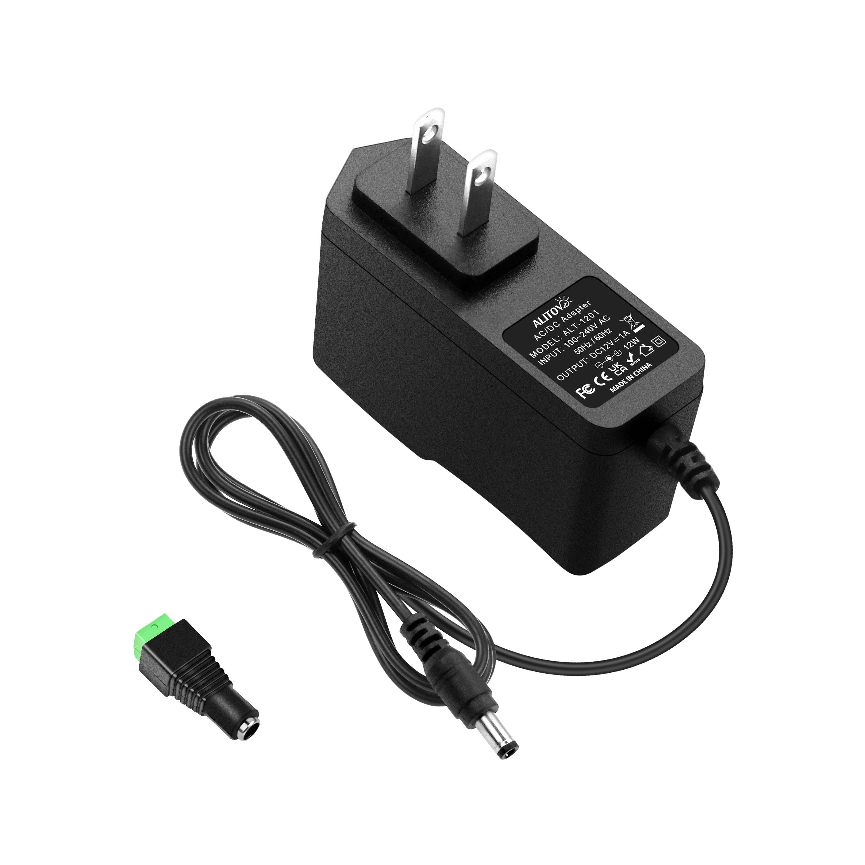 ALITOVE 12V 1A Power Adapter - Ideal for LED Strips and Surveillance Systems - ALITOVE-Add Vivid Color to Life