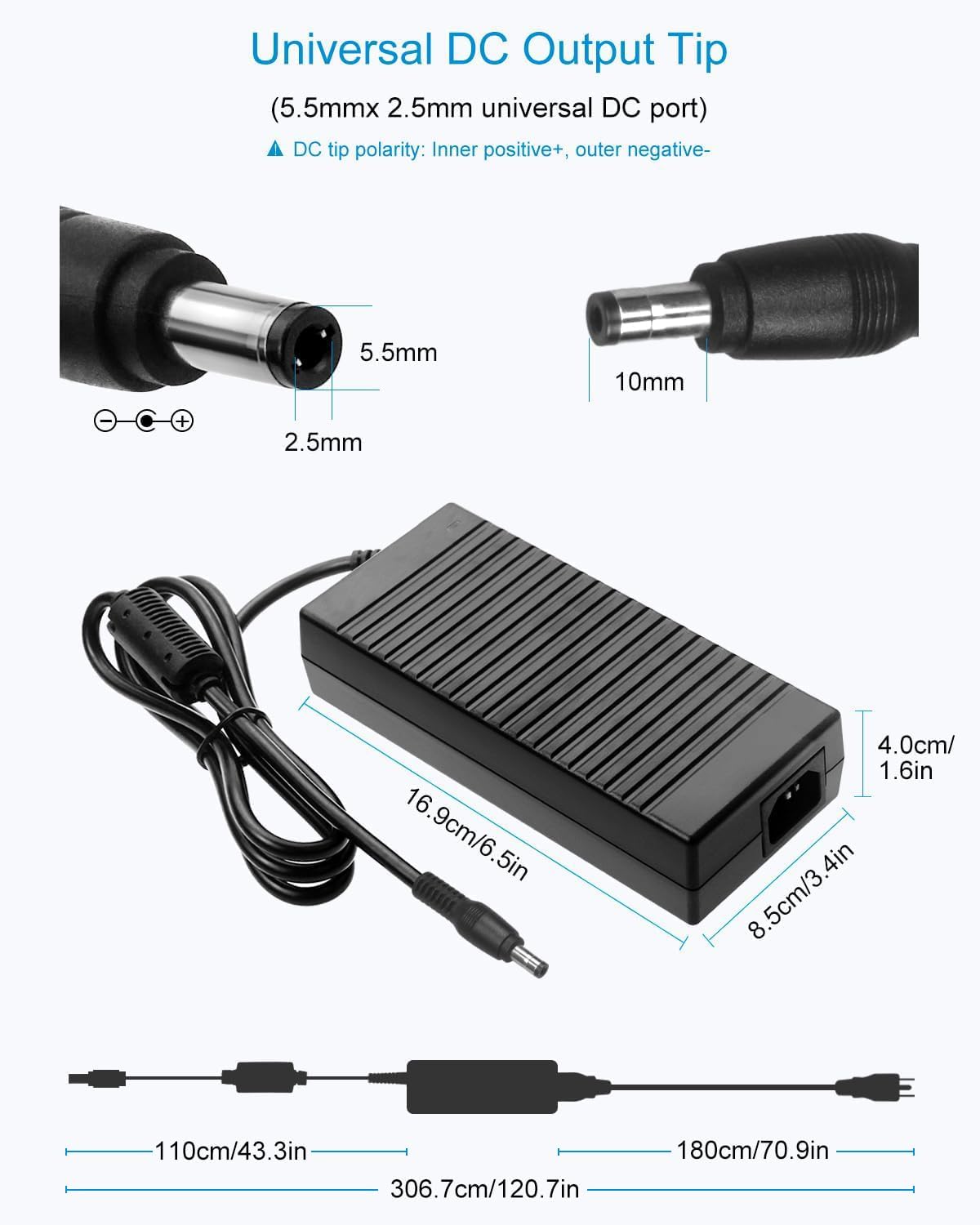 ALITOVE 24V 8A Power Supply Adapter - 192W for LED Light