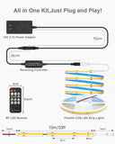 ALITOVE 24V Warm White LED Strip Lights 32.8FT with Remote 3000K Dotless | Strong Adhesive COB LED Tape Light, Cuttable Dimmable LED Strip Light, CRI 90+ 3200LEDs, for Cabinet Bedroom Indoor Lighting - ALITOVE-Add Vivid Color to Life