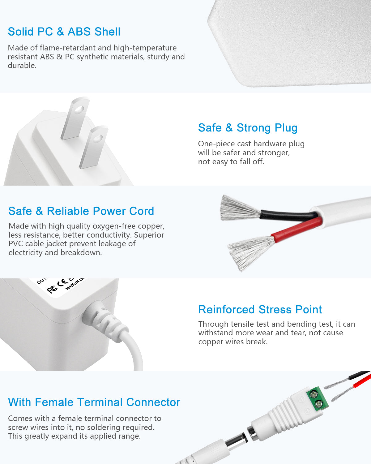 ALITOVE 12V 1A Power Adapter for Router and LED Strip - DC Power Supply