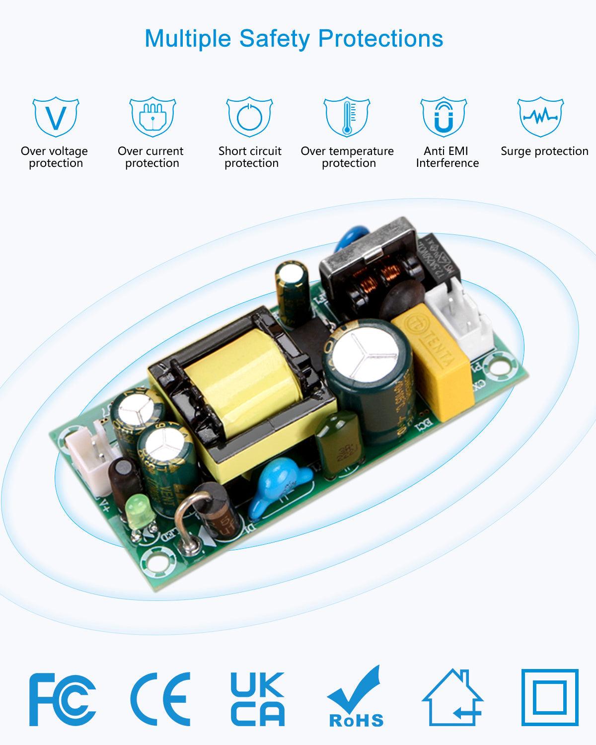 ALITOVE 12V 1A Power Adapter - Ideal for LED Strips and Surveillance Systems - ALITOVE-Add Vivid Color to Life