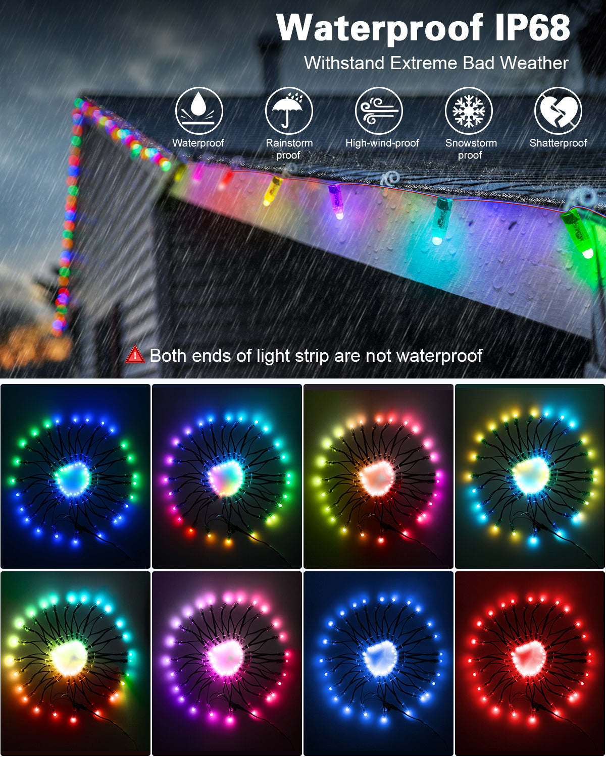 ALITOVE 12V 500pcs WS2811 Pixel Lights Addressable Programmable 328ft RGB LED Pixels String Light 12mm Diffused Dream Color Bullet Module Light Waterproof for Billboard House Halloween Christmas Decor