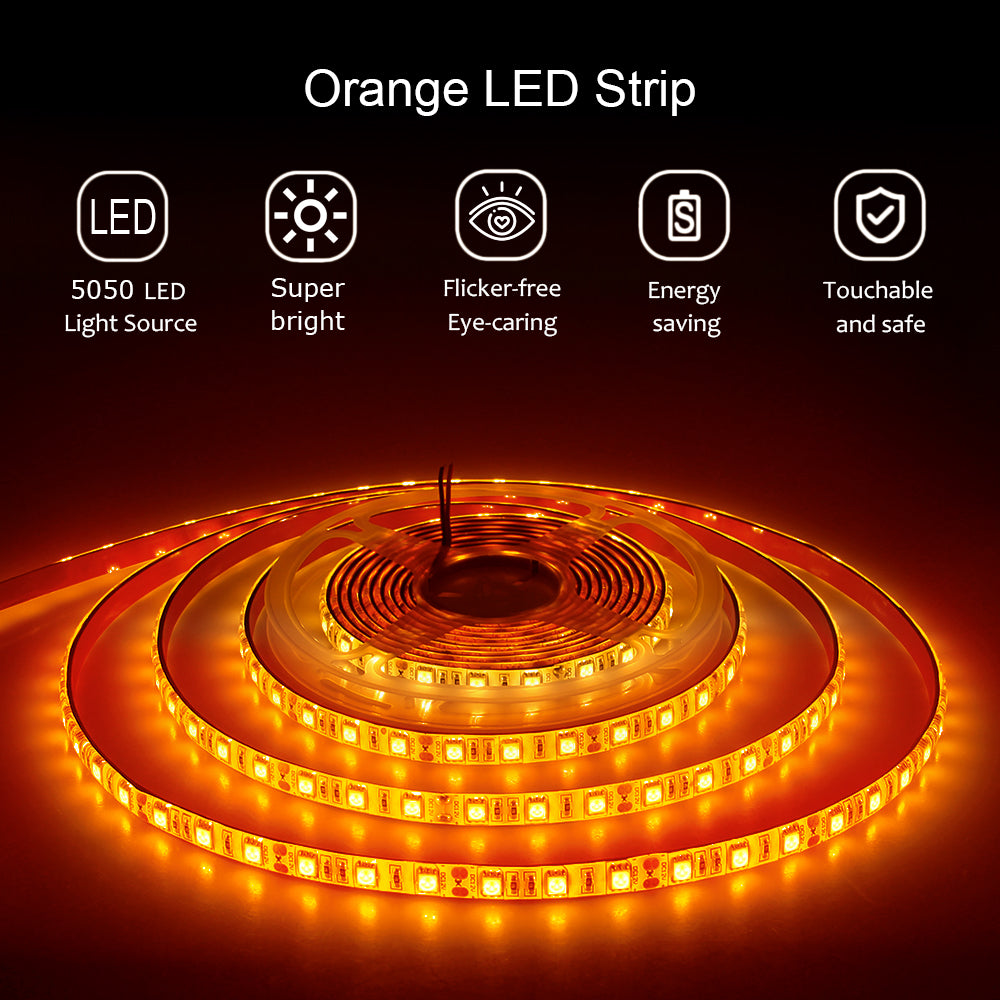 ALITOVE Orange LED Strip Light - 16.4ft, 5050 SMD, 5M, 300 LEDs, Water ...