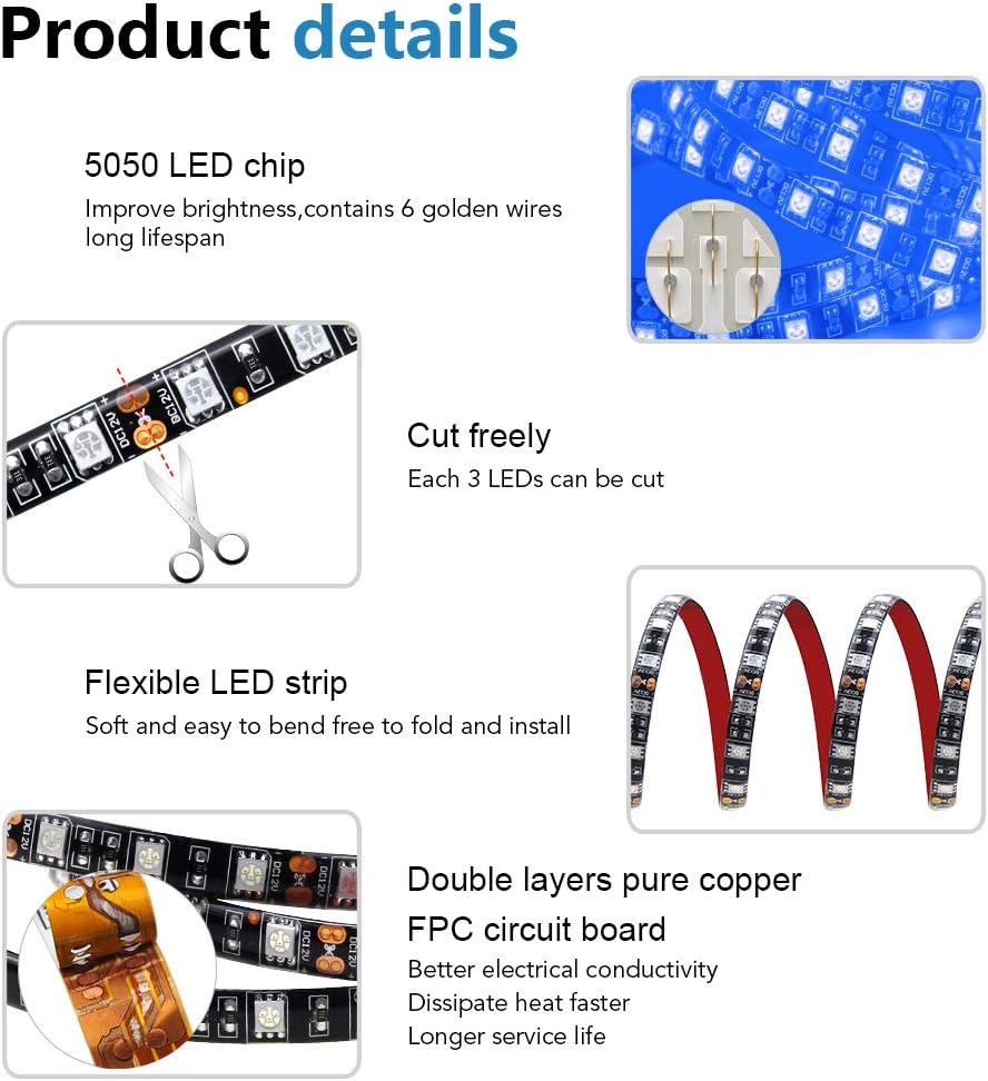ALITOVE 16.4ft Blue LED Flexible Strip Light - Waterproof for Home Garden Commercial Area Lighting - ALITOVE-Add Vivid Color to Life
