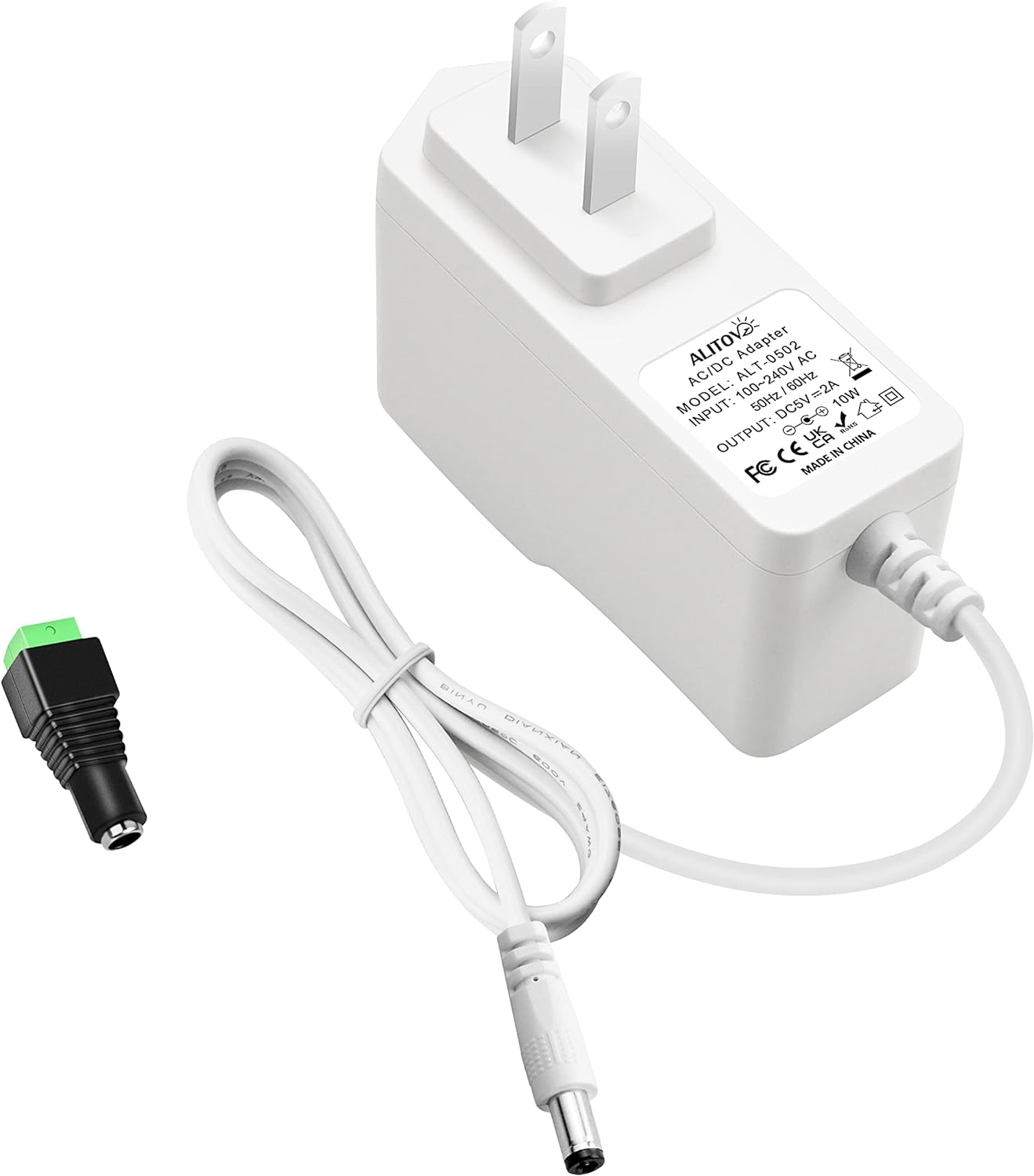 ALITOVE 5V 2A Power Supply Adapter - 5V 10W AC to DC, 5.5 x 2.5mm 2.1mm DC Tip, for WiFi Router LED Light, White - ALITOVE-Add Vivid Color to Life