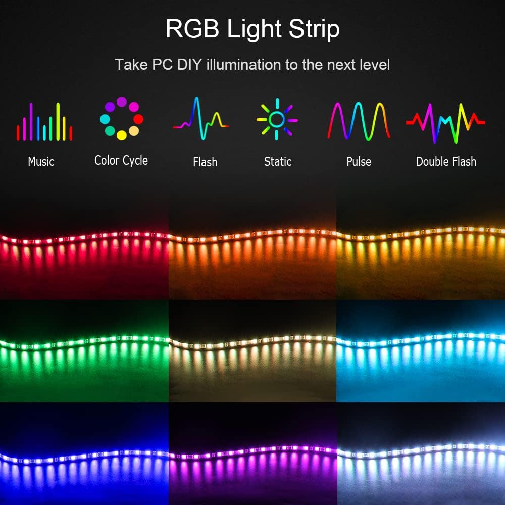 ALITOVE PC LED Strip for Motherboard - Magnetic RGB Case DIY Light Strip, 4 Pin Header, ASUS Aura Sync Gigabyte RGB Fusion MSI Mystic Light - ALITOVE-Add Vivid Color to Life