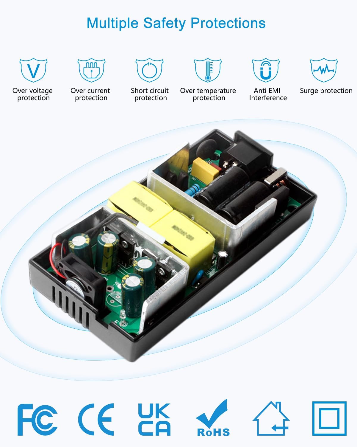 ALITOVE 12V 15A Power Supply DC 12 Volt 15amp 180W LED Driver Power Adapter AC to DC Converter 10A 5A Low Voltage Transformer 5.5x2.5 2.1mm Barrel for DC12V Device LED Light Printer Fan Pump Camera