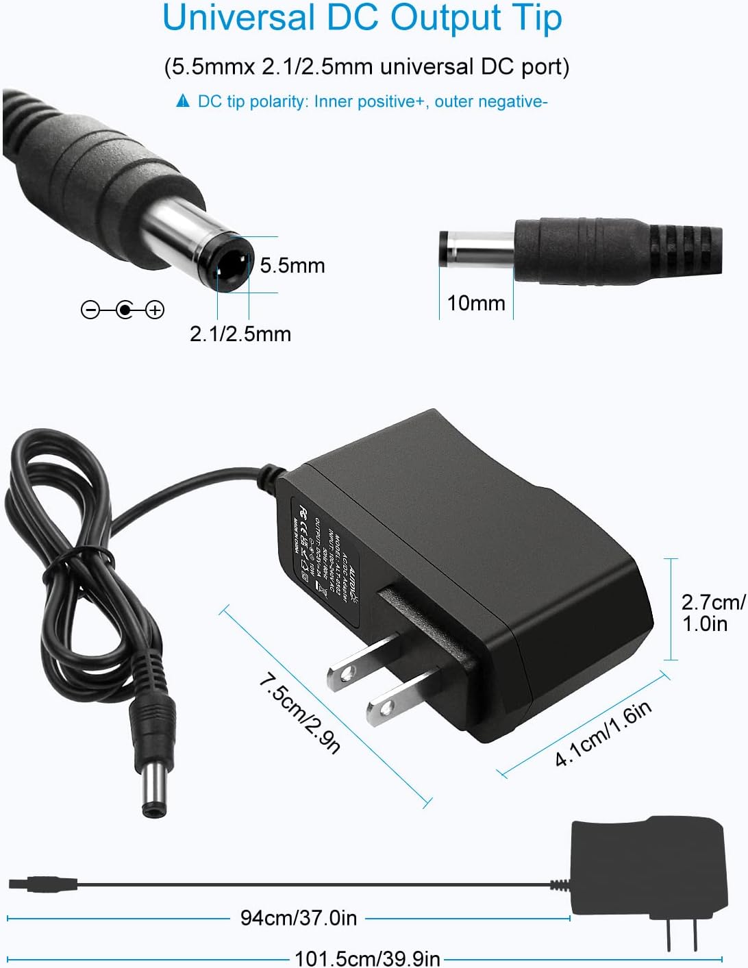 ALITOVE 5V 2A Power Adapter - 5V Power Supply with Tips - ALITOVE-Add Vivid Color to Life