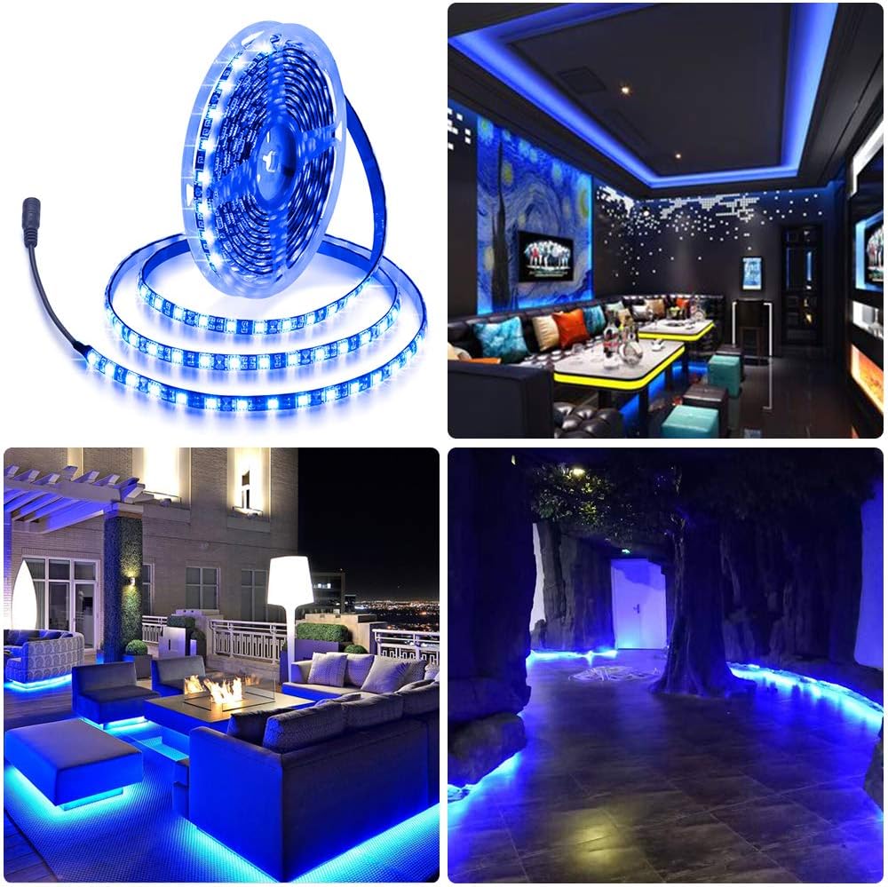 ALITOVE 16.4ft Blue LED Flexible Strip Light - Waterproof for Home Garden Commercial Area Lighting - ALITOVE-Add Vivid Color to Life