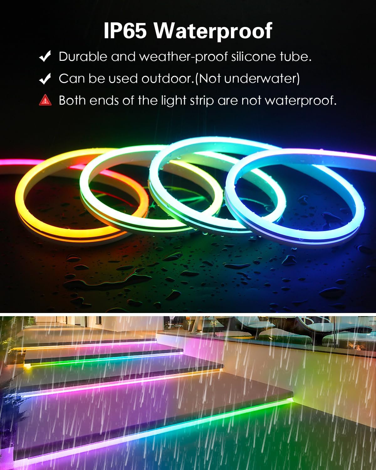 ALITOVE Addressable Neon LED Strip Lights WS2811 16.4ft Room Decor Flexible Programmable Digital RGB IC LED Pixels Strip Light 12V Outdoor IP65 Waterproof LED Rope Lights(No Power Supply & Controller) - ALITOVE-Add Vivid Color to Life