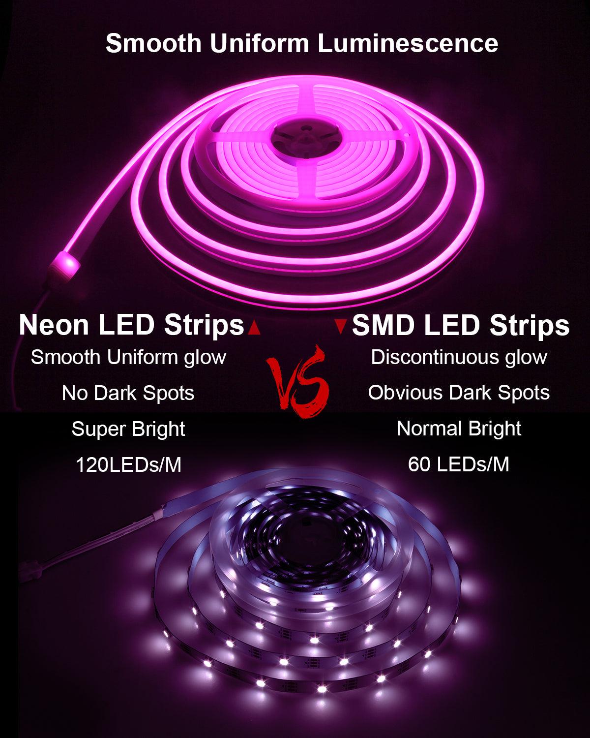ALITOVE Pink Neon Lights Strip - 16.4ft 5M 600 LEDs, Waterproof for DIY ...